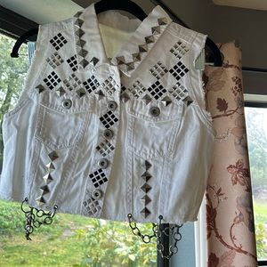 Handmade white denim vest